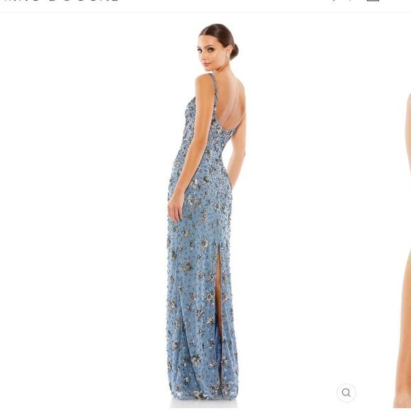 Mac Duggal 5477 Womens Floral Embellished Scoop Neck Evening Gown Dress - Picture 4 of 16